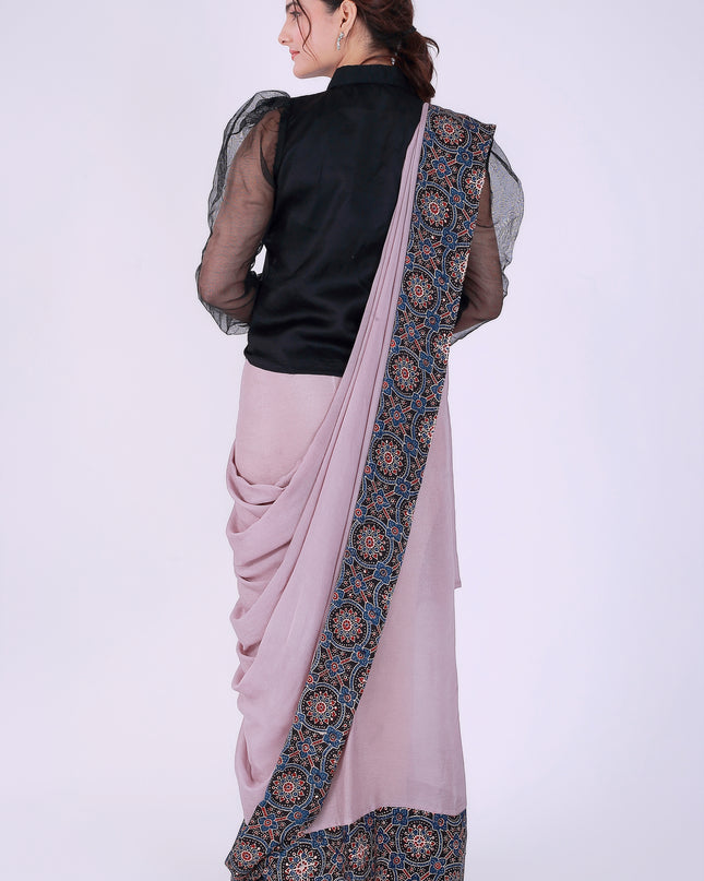 Ajrakh Onion Pink Saree