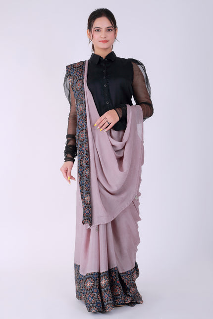 Ajrakh Onion Pink Saree