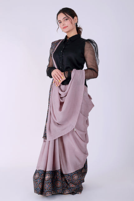 Ajrakh Onion Pink Saree