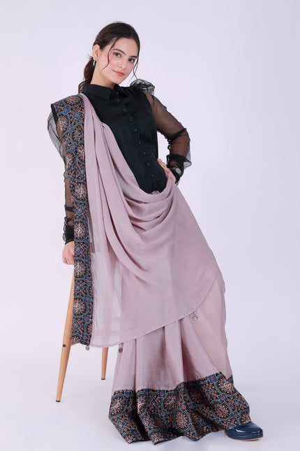 Ajrakh Onion Pink Saree