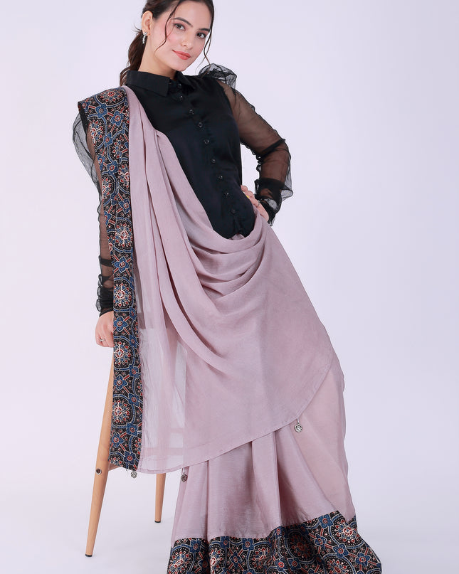 Ajrakh Onion Pink Saree