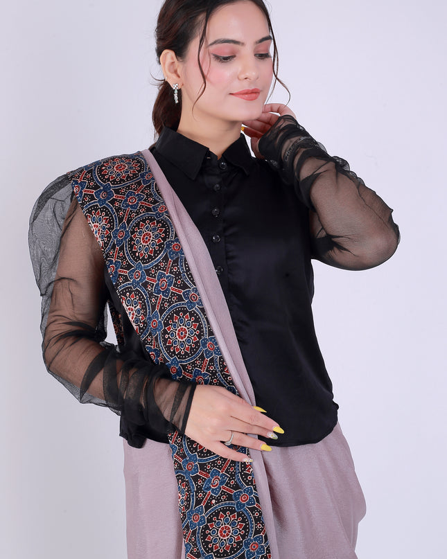 Ajrakh Onion Pink Saree