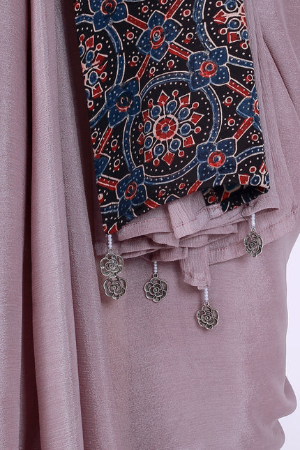 Ajrakh Onion Pink Saree