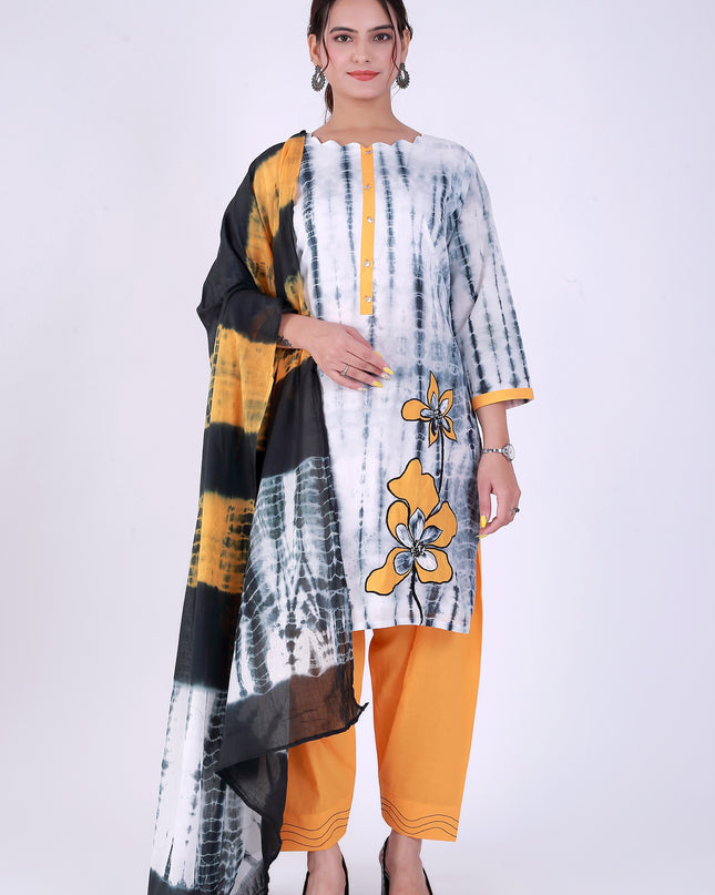 Shibori White Suit Set