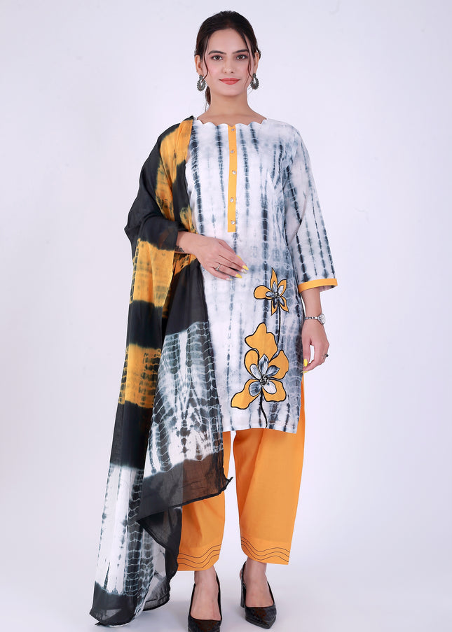 Shibori White Suit Set