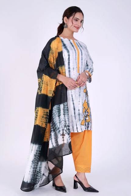 Shibori White Suit Set