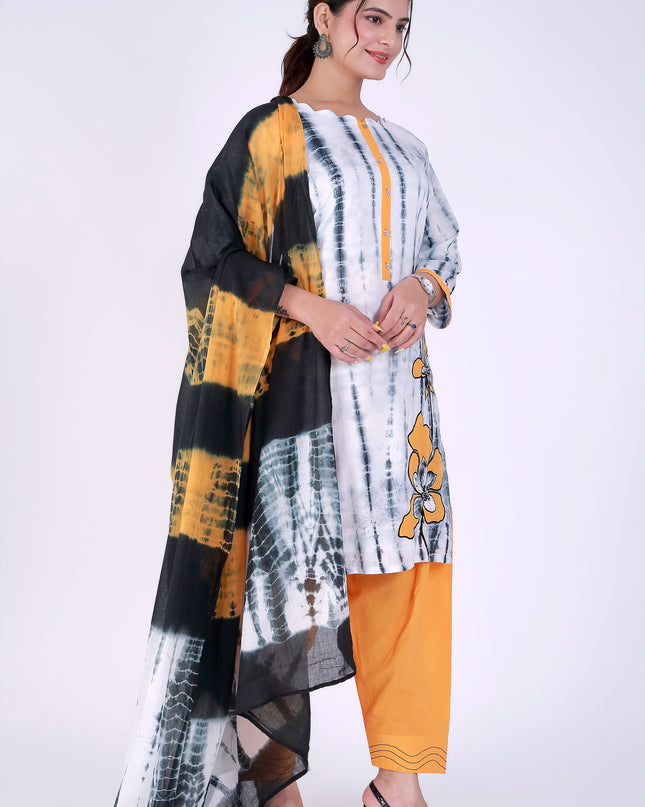 Shibori White Suit Set