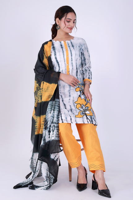 Shibori White Suit Set