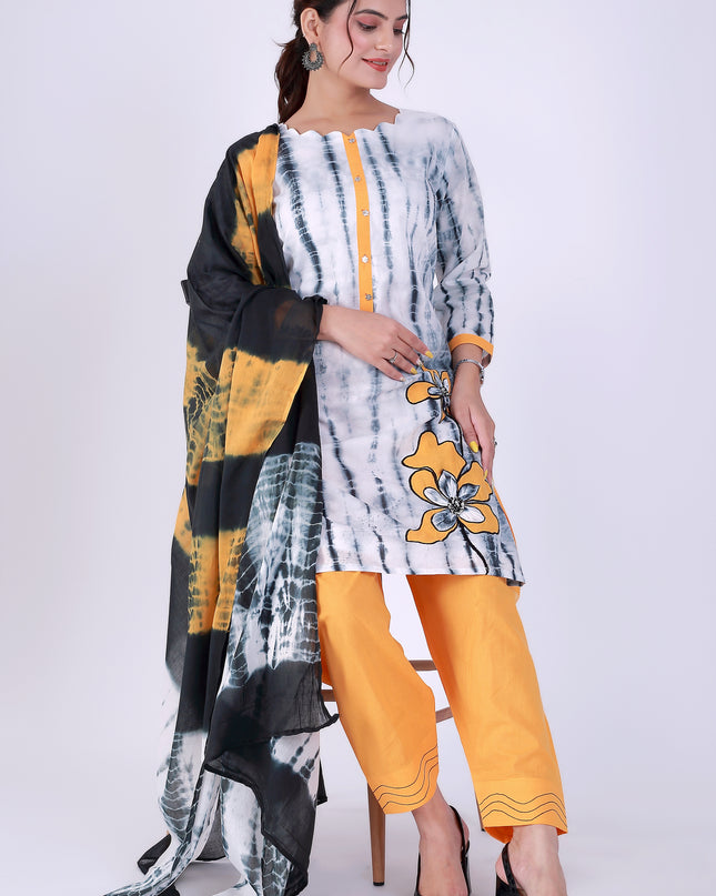 Shibori White Suit Set