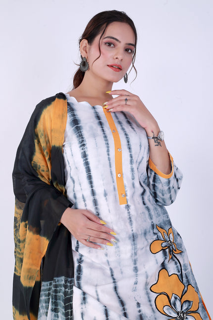 Shibori White Suit Set