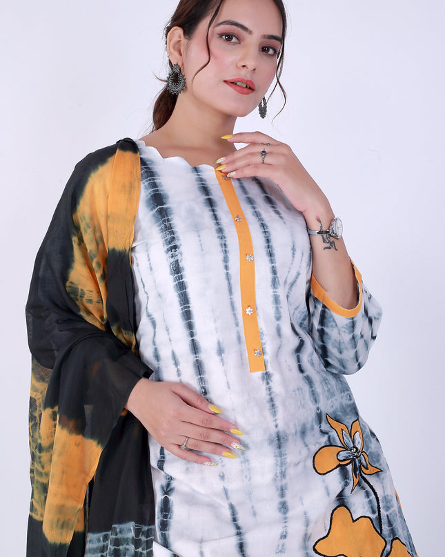 Shibori White Suit Set